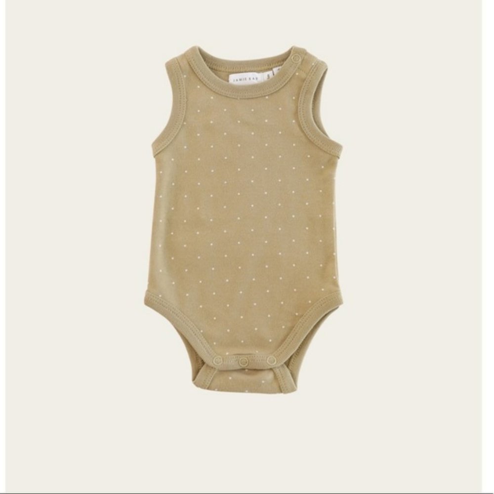 JAMIE KAY Organic Cotton Singlet Bodysuit - Tiny Dots Fern